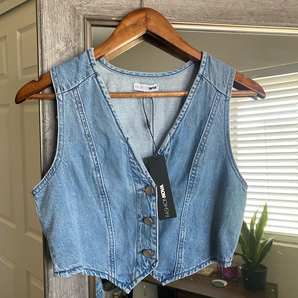 Denim Button Vest